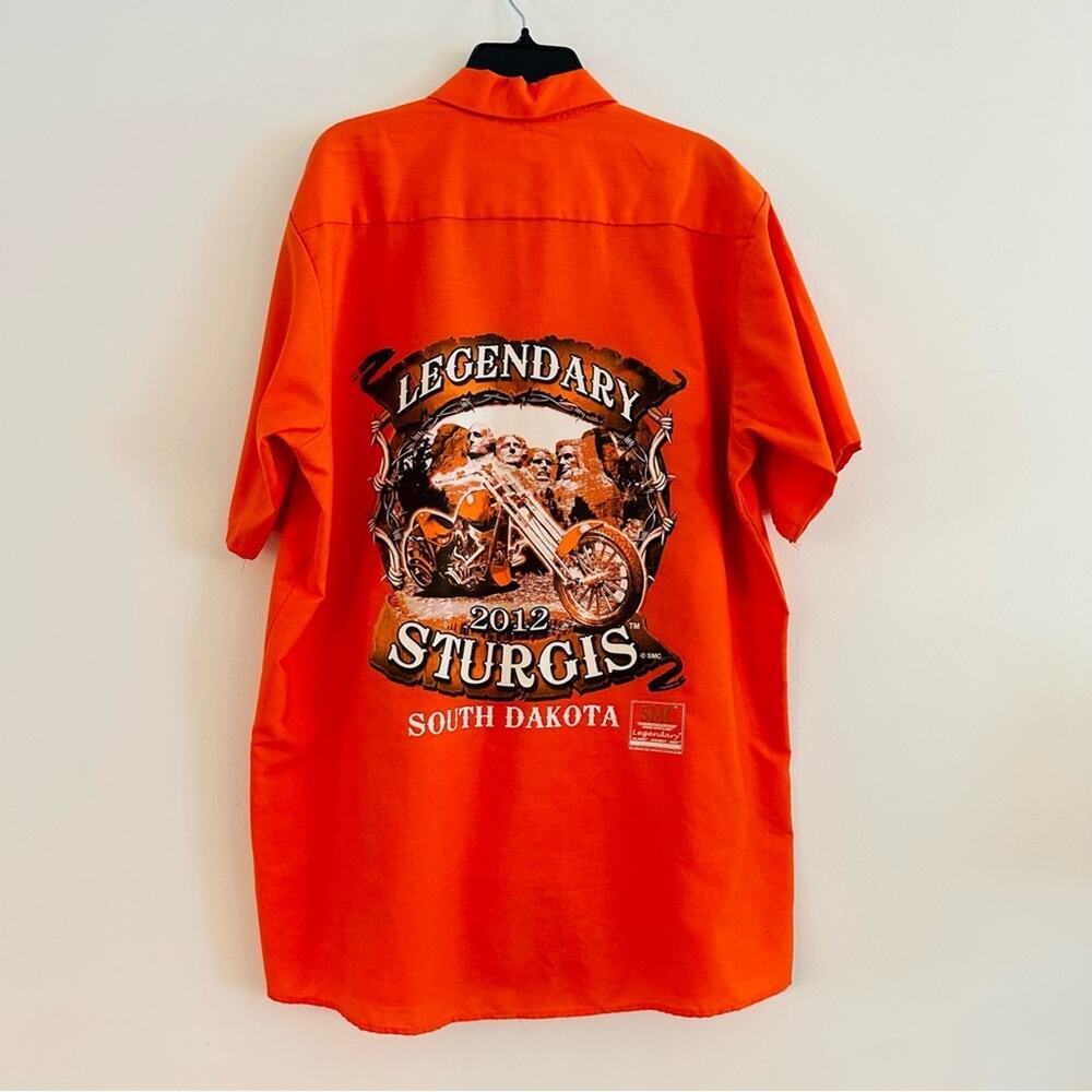 Sturgis South Dakota 2012 Red Cap Men's Short Sleeve Industrial Work Shirt Large
